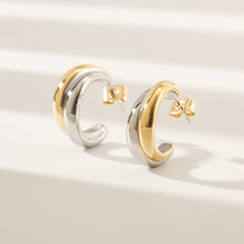 Load image into Gallery viewer, Two Tones Double C-Shaped Earrings