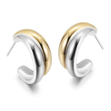 Load image into Gallery viewer, Two Tones Double C-Shaped Earrings