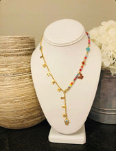 Load image into Gallery viewer, Rainbow Bead Stainless Steel Cascade Name Necklace