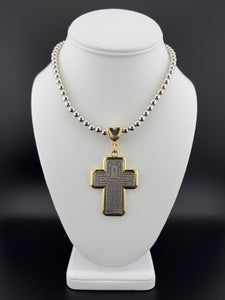 Padre Nuestro Cross in Metallic Beads Chain