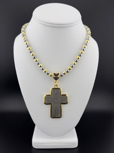 Padre Nuestro Cross in Metallic Beads Chain