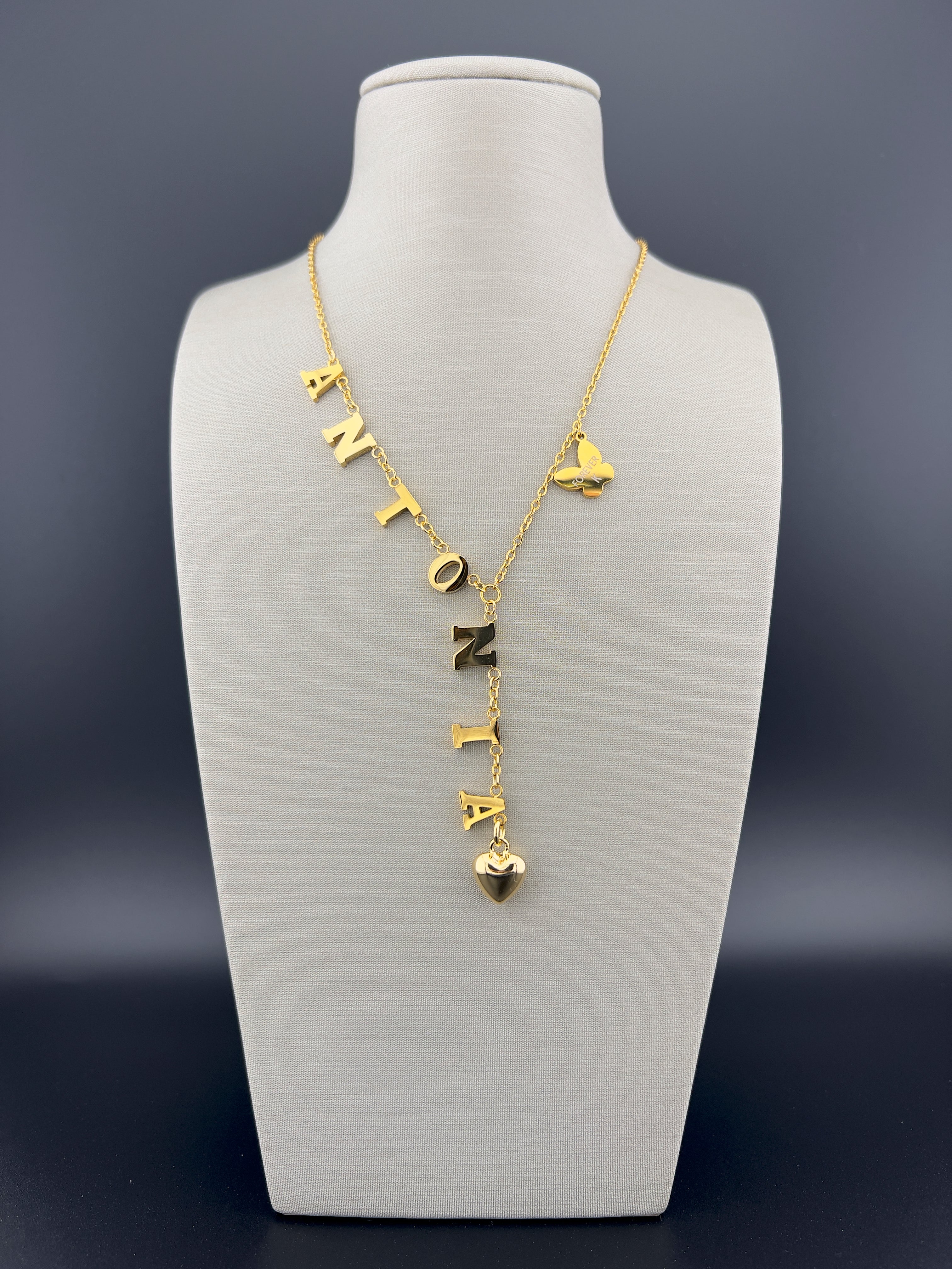Stainless Steel Cascade Name Necklace Large Fonts